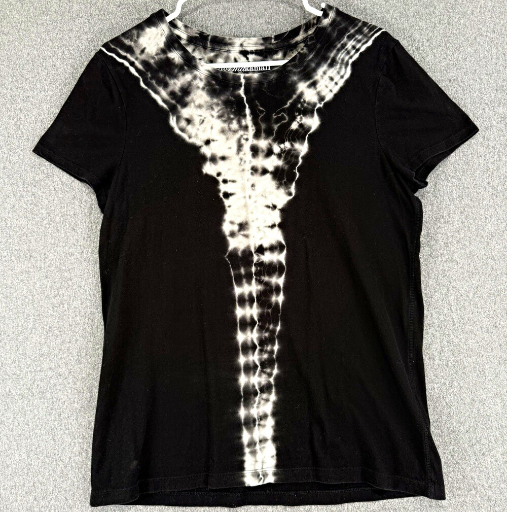 Norma Kamali Womens Large Black White Tie Dye T Shirt Organic Cotton